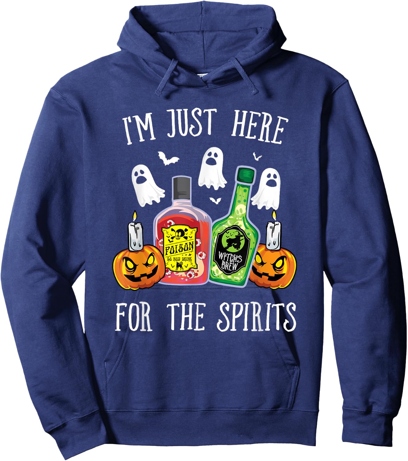 I'm Just Here For the Spirits Bar Pub Bartender Halloween Hoodie - Hoodie | Navy