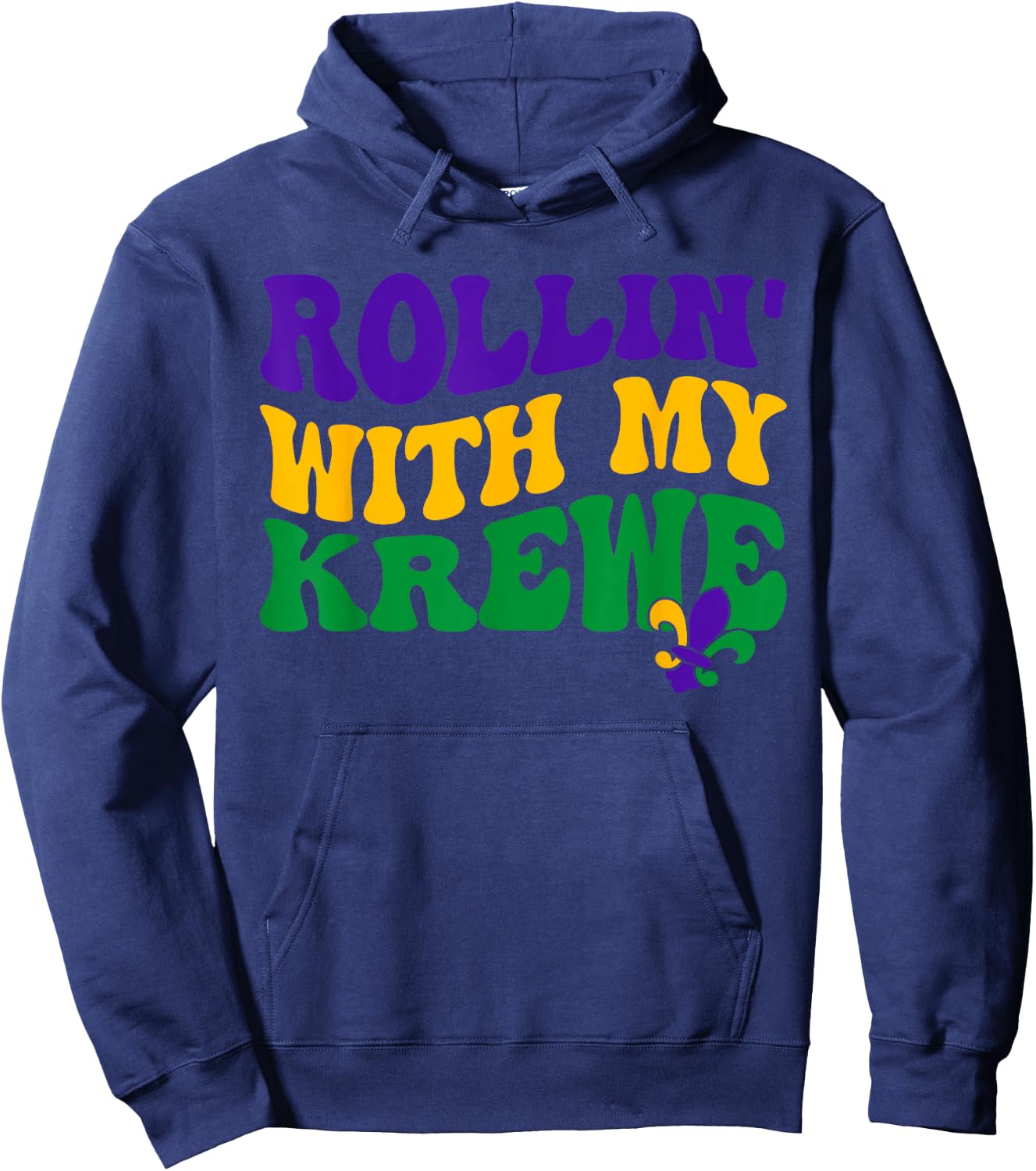 Rollin' With My Krewee Mardi Gras Carnival Parade Festival Hoodie - Hoodie | Navy