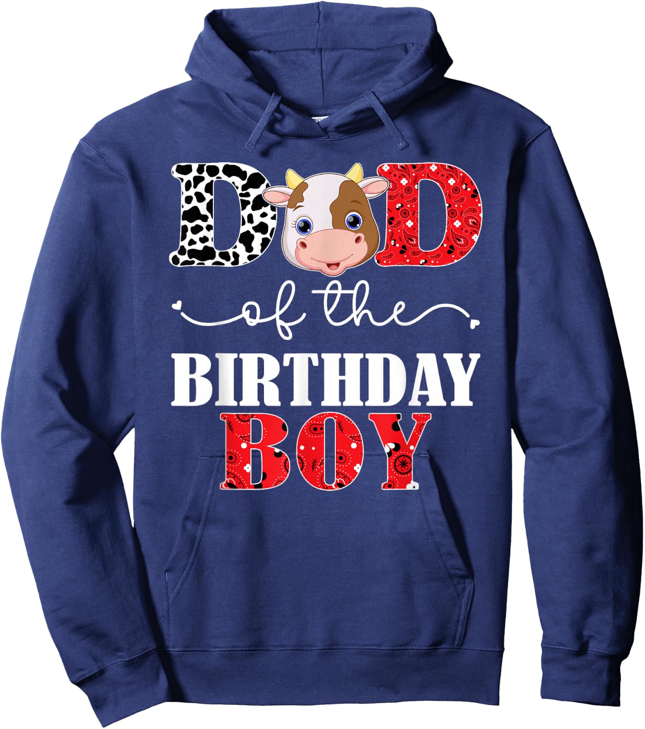 Dad of The Birthday For Boy Cow Farm 1st Birthday Cow Daddy Hoodie - Hoodie | Navy