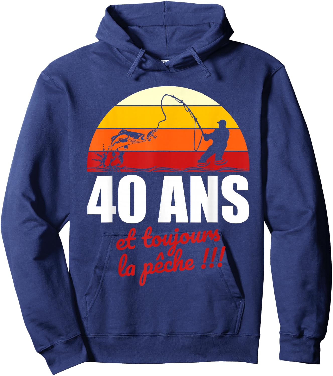 40 years and always fishing | Birthday Gift Fishing , Black, S Hoodie - Hoodie | Navy