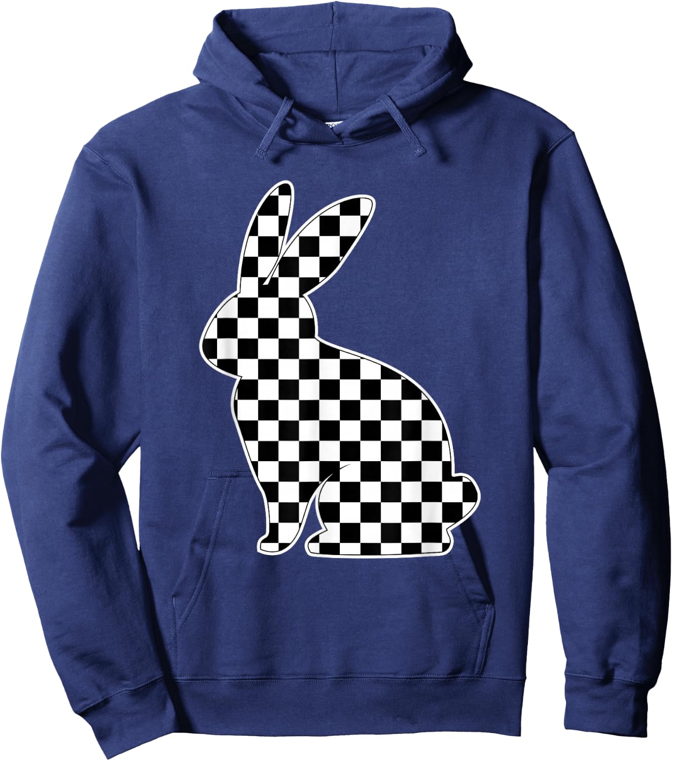 Retro Black white Checkerboard Rabbit Easter Bunny for Tween Hoodie - Hoodie | Navy