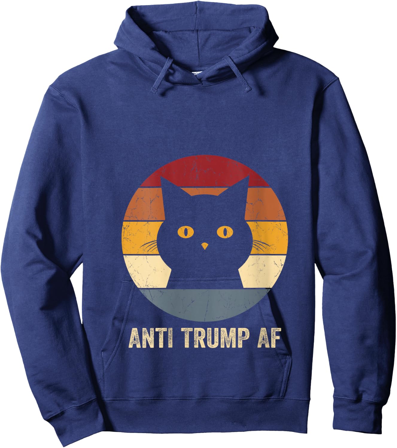 Anti Trump AF Retro Funny Anti Trump Cat V-Neck Hoodie - Hoodie | Navy