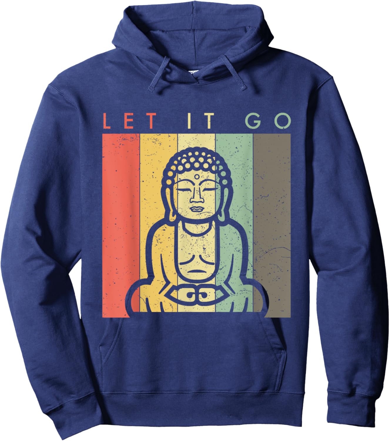 Retro Vintage Buddha Meditation - Let It Go - Spiritual Hoodie - Hoodie | Navy