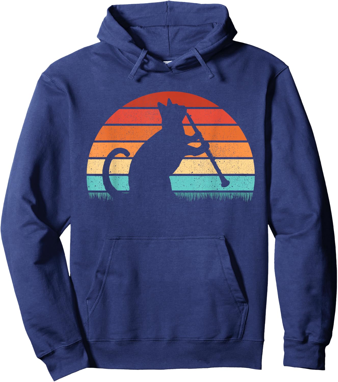 Clarinet Cat Player - Retro Clarinetist Music Lover Hoodie - Hoodie | Navy