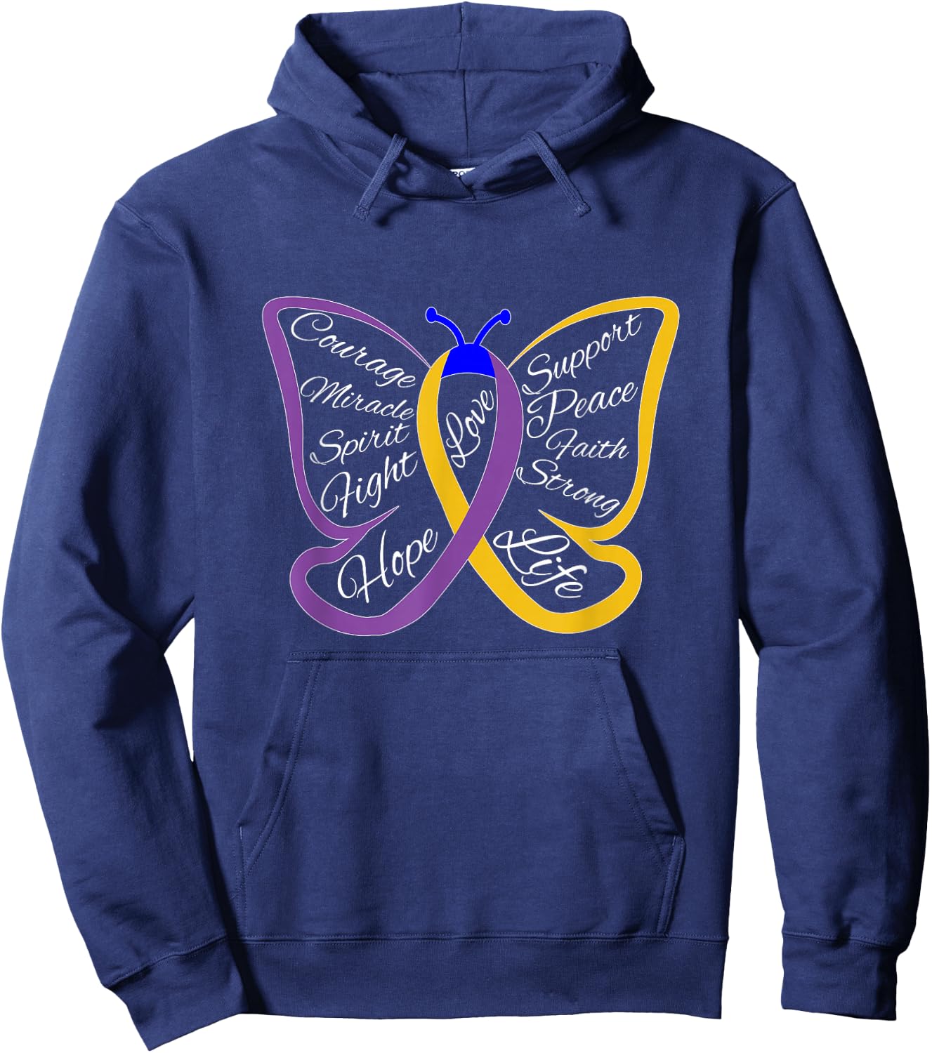 Fight Bladder Cancer Awareness Butterfly Hoodie - Hoodie | Navy