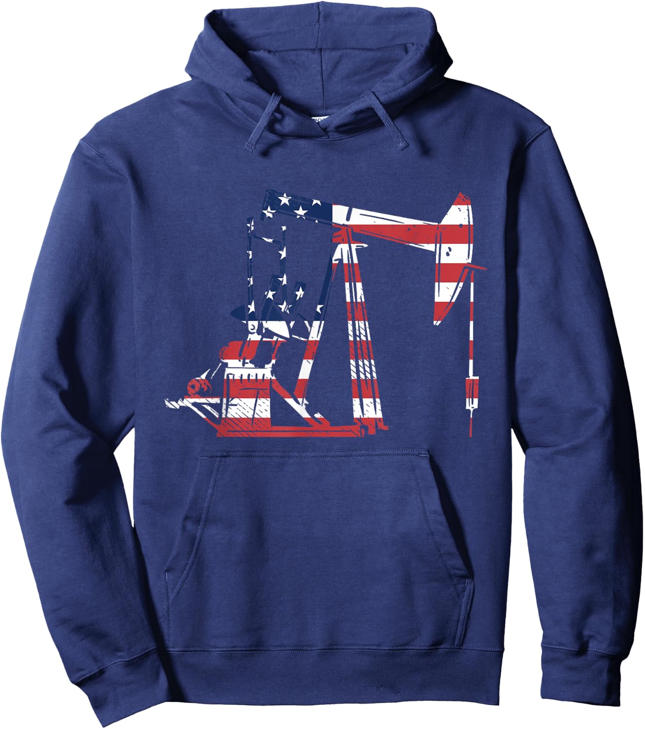 Oilfield Rig USA American Flag Oil Field Refinery Worker Hoodie - Hoodie | Navy