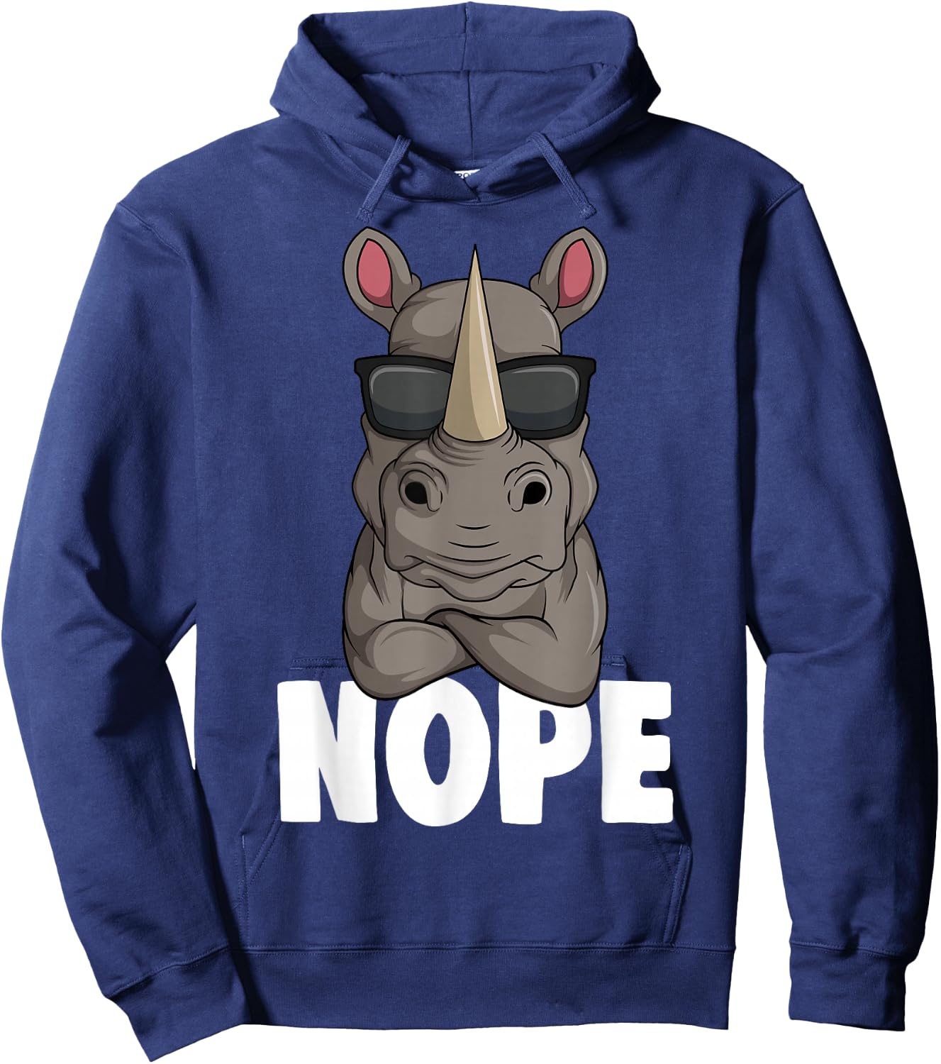 Funny Rhino Apparel & Gift Ideas -Kids, Women Classic Fit Black Cartoon Animal Hoodie - Hoodie | Navy