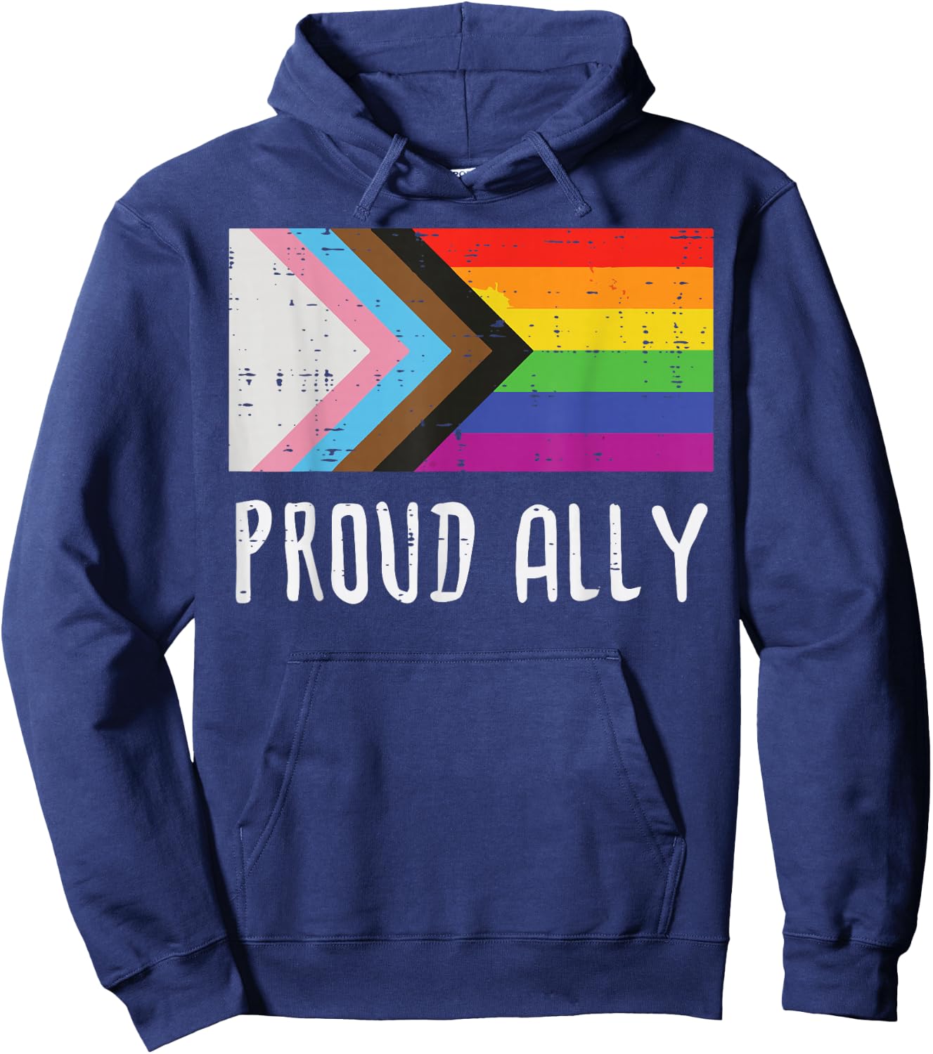 LGBT Flag Proud Ally Rainbow Gay Pride Support Men Women Kid Hoodie - Hoodie | Navy