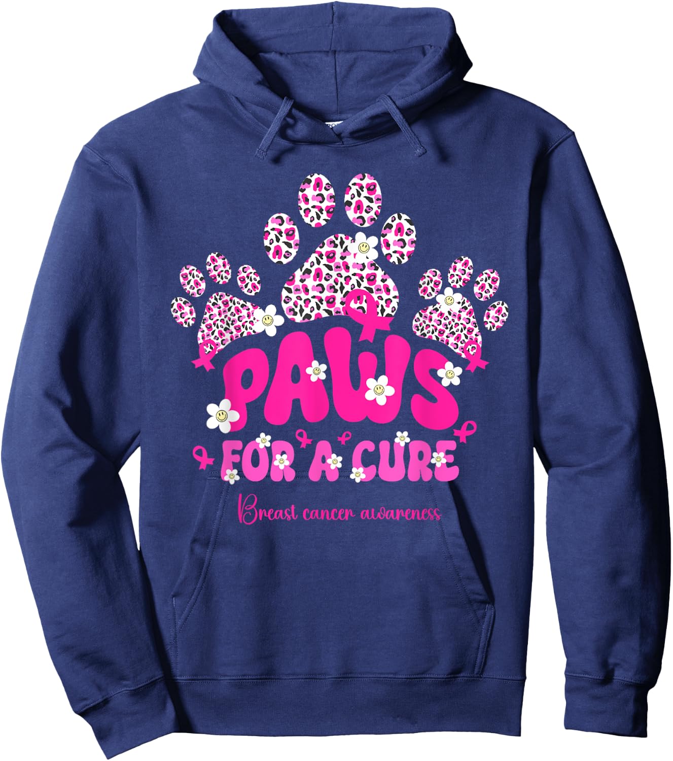 Paws for A Cure Breast Cancer Dog Lover Warrior Dog Paw Women Girls Kids Hoodie - Hoodie | Navy