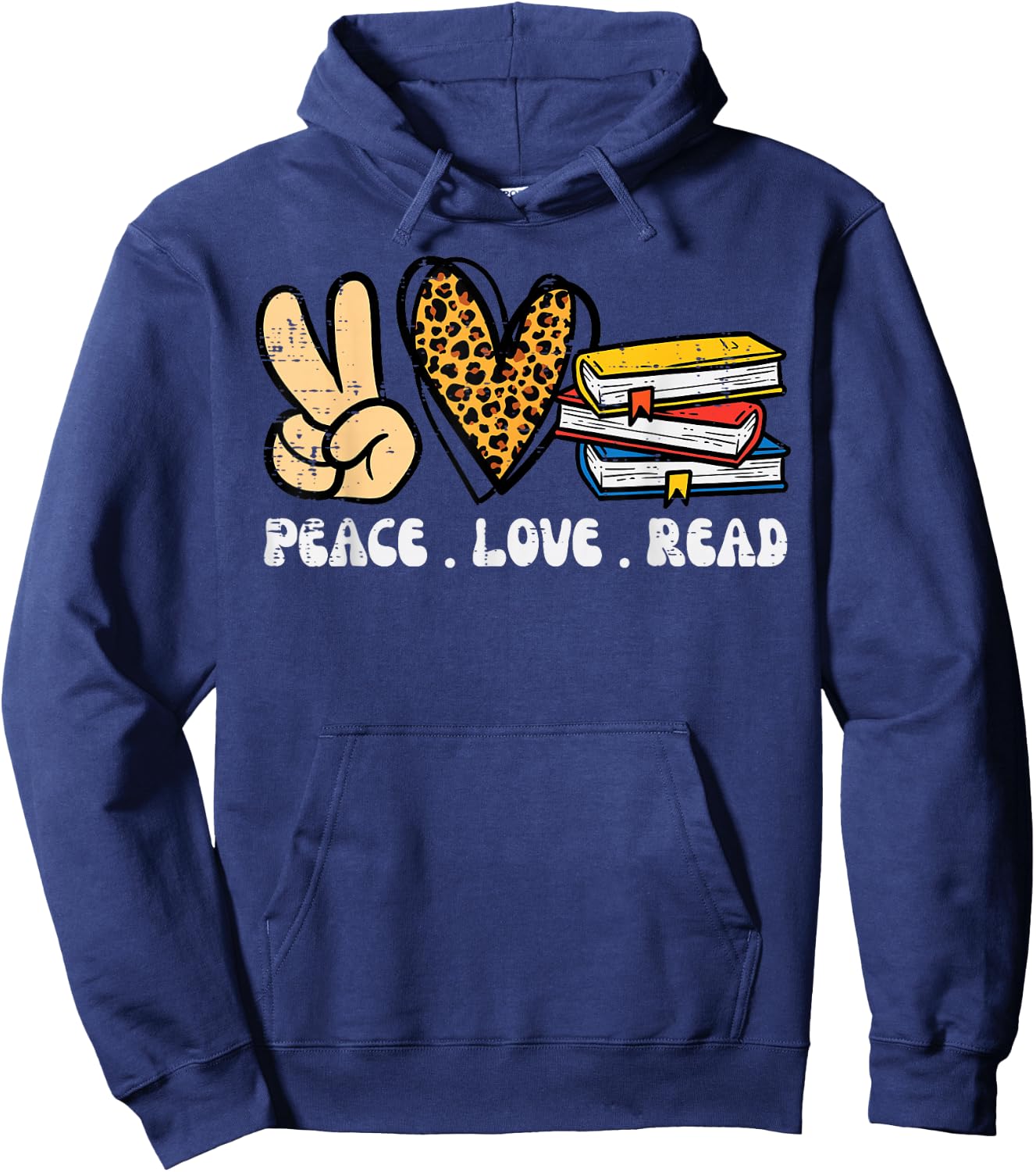 Leopard Peace Love Read Book Lover Librarian Bookworm Women Hoodie - Hoodie | Navy
