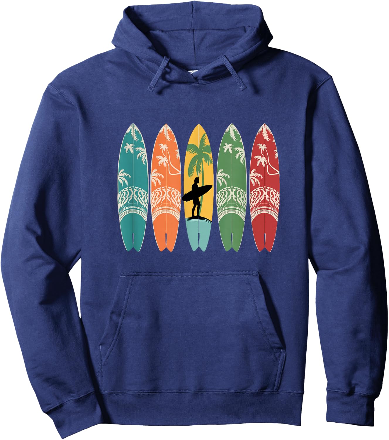 Colourful Surfboard Men Women Kids Surfer Surfboard , black Hoodie - Hoodie | Navy