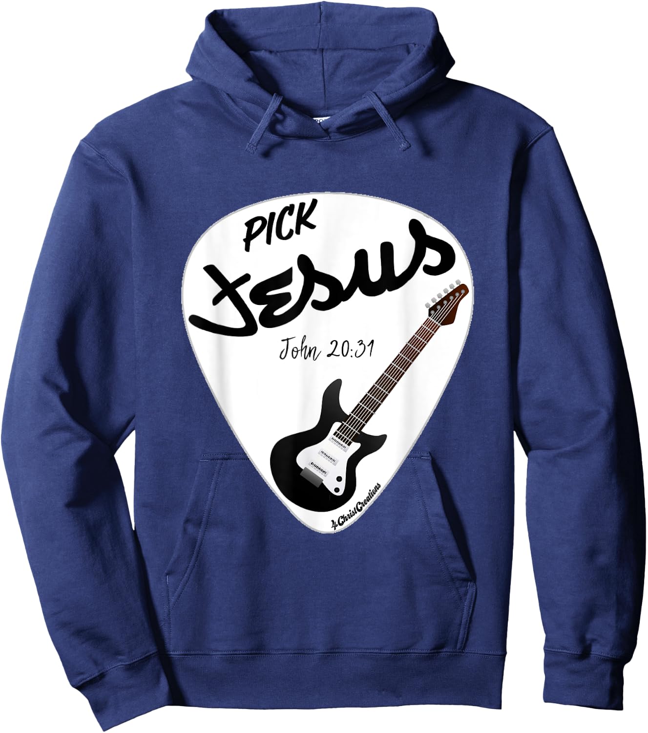 Pick Jesus John 20:31 Electric Guitar for Praise & Worship Hoodie - Hoodie | Navy