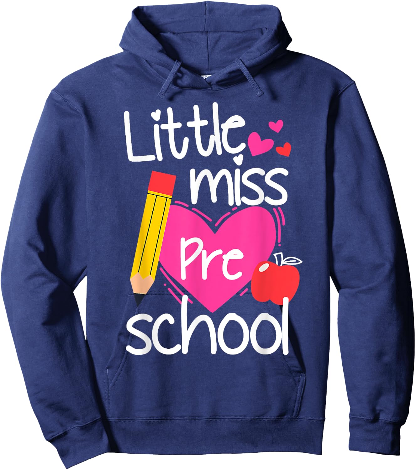 Little Miss Preschool First Day Of Hello Preschool Girls Hoodie - Hoodie | Navy