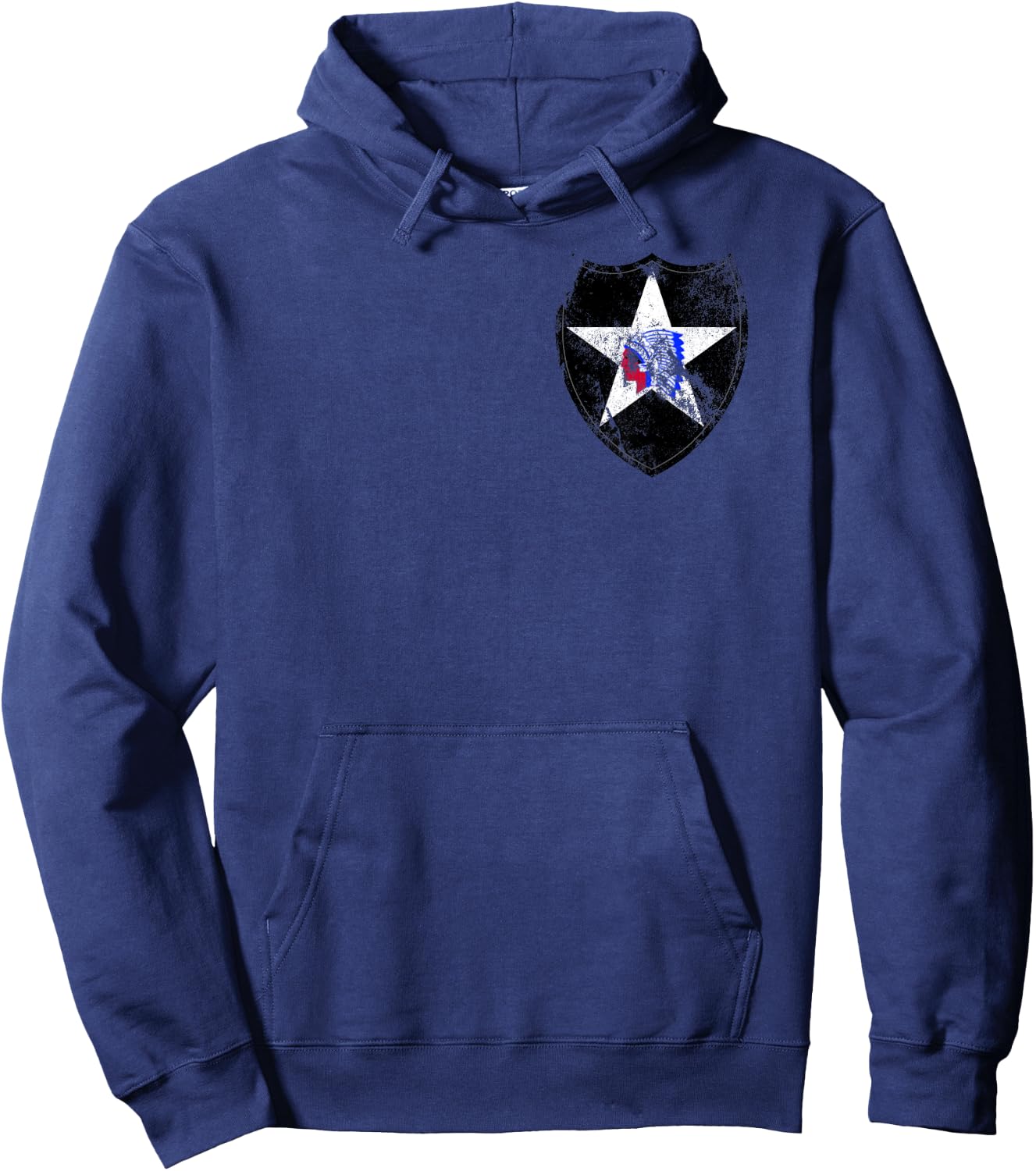 2nd Infantry Division Patch - 2nd ID Distressed Vintage Look Hoodie - Hoodie | Navy