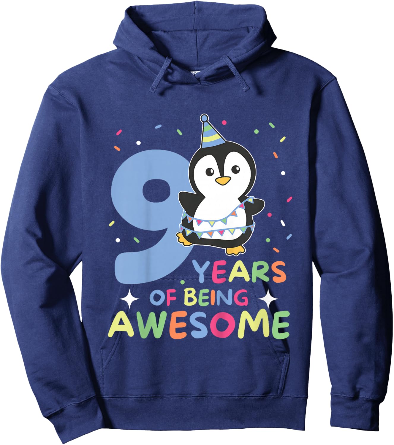 9th Birthday Penguin For Children Nine Years Old Hoodie - Hoodie | Navy