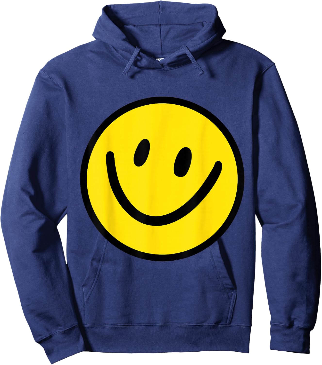 Happy Face Yellow Smile Emoticon , black Hoodie - Hoodie | Navy