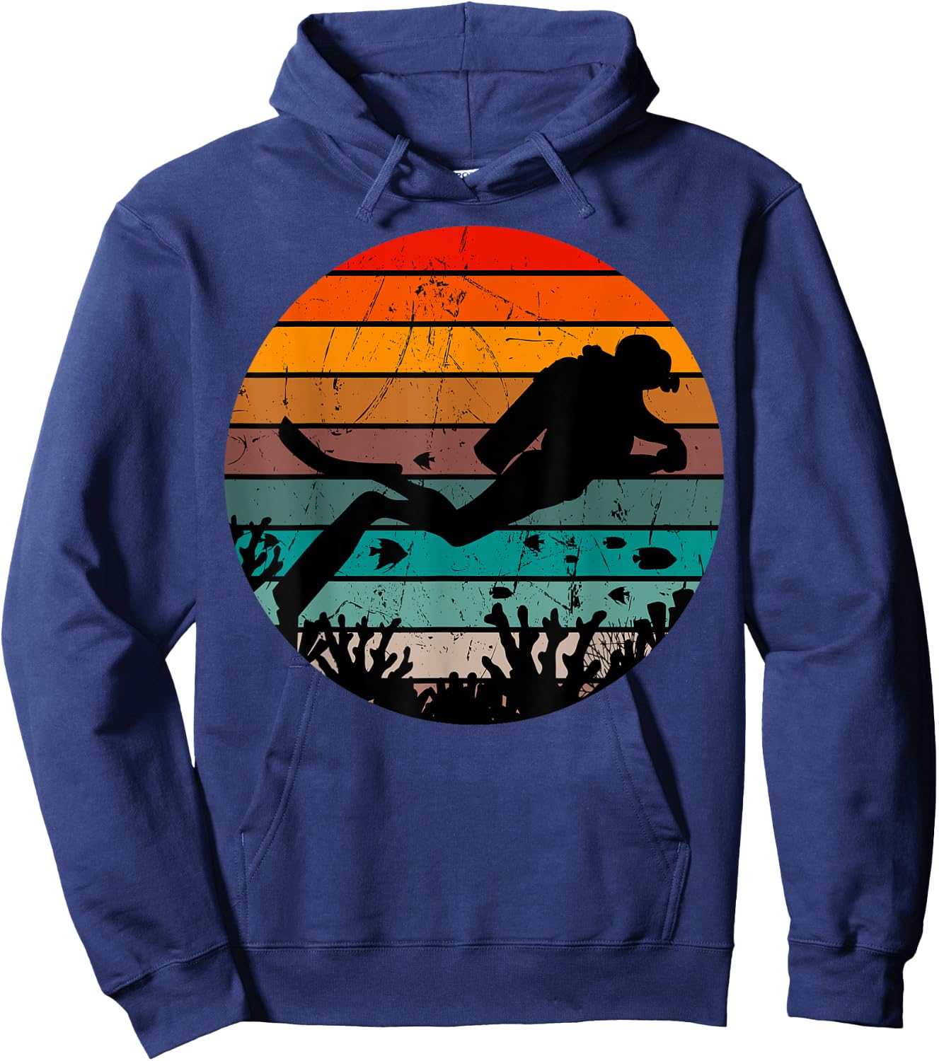 Scuba Diving Retro Vintage Diver Underwater Dive Deep-Sea Hoodie - Hoodie | Navy