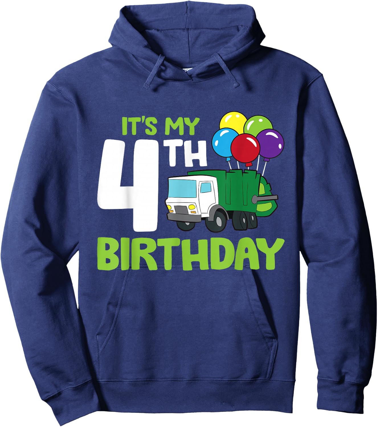 It's My 4th Birthday Garbage Truck 4th Birthday Hoodie - Hoodie | Navy