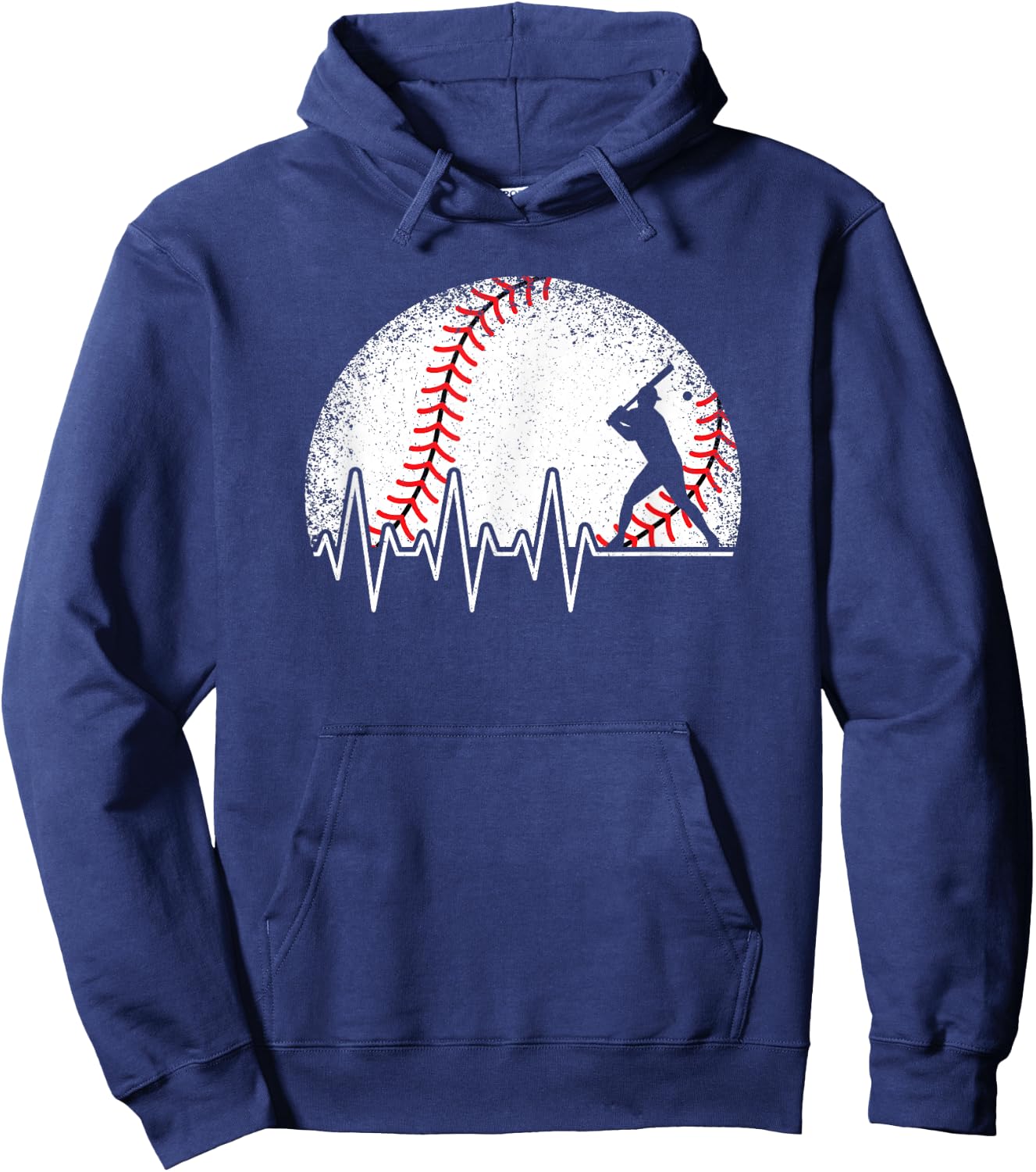 Baseball Heartbeat Baseball Player Ball Women Men Kids , black Hoodie - Hoodie | Navy