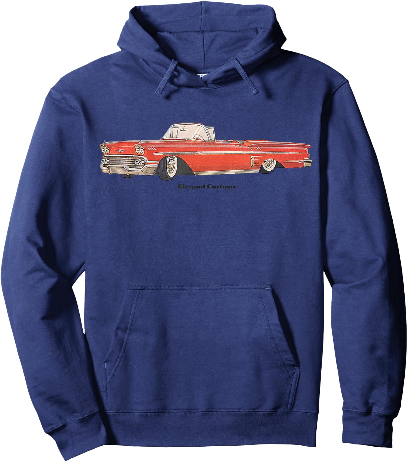 1958 Impala Convertible Lowrider Kustom Lead Sled Hot Rod Hoodie - Hoodie | Navy