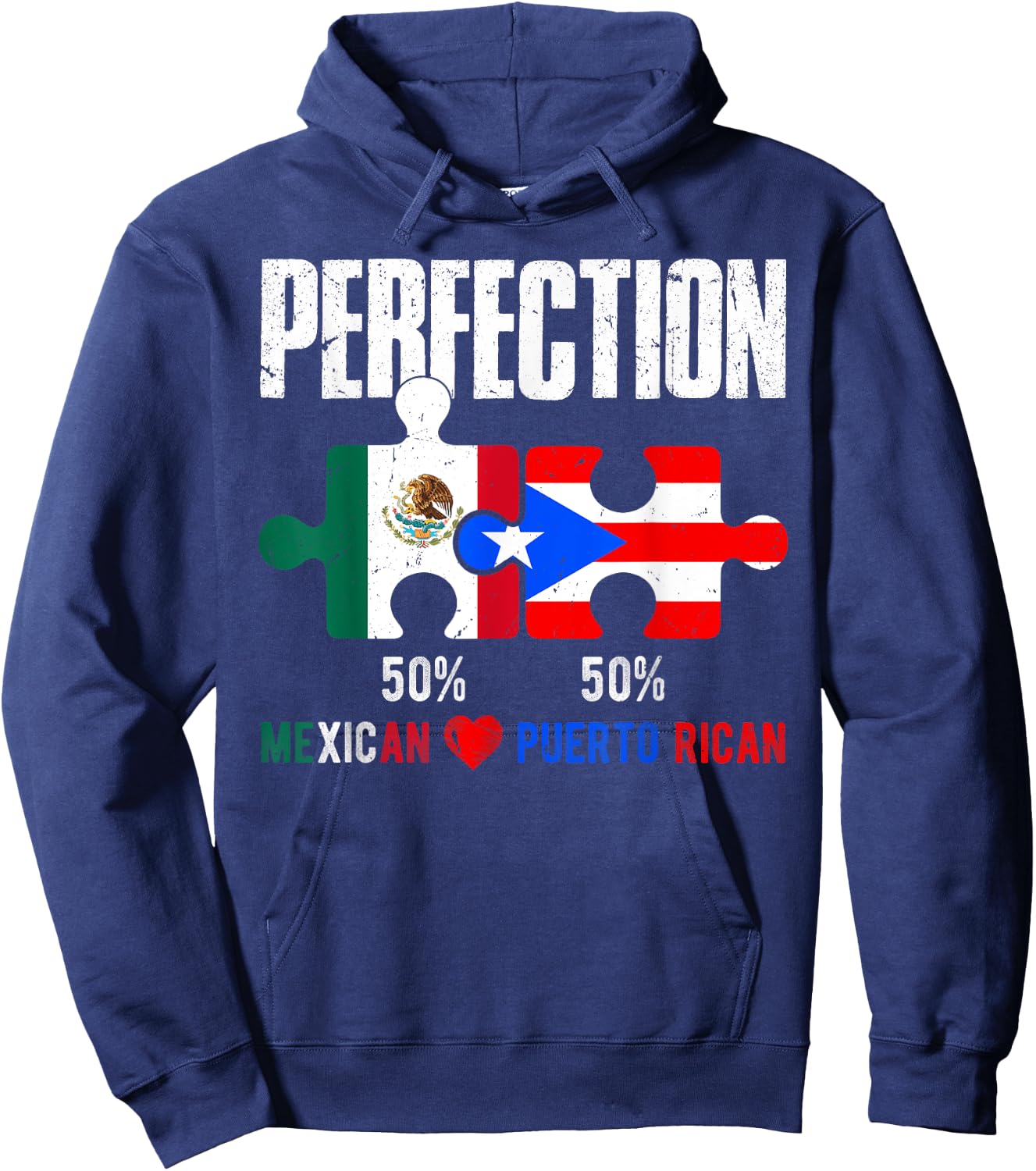Mexirican Half Puerto Rican Half Mexican Hispanic Heritage Hoodie - Hoodie | Navy