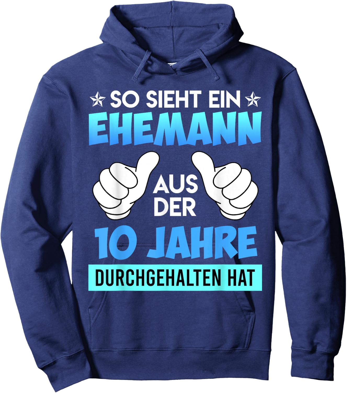 10th Wedding Anniversary Husband Rose Wedding , black Hoodie - Hoodie | Navy