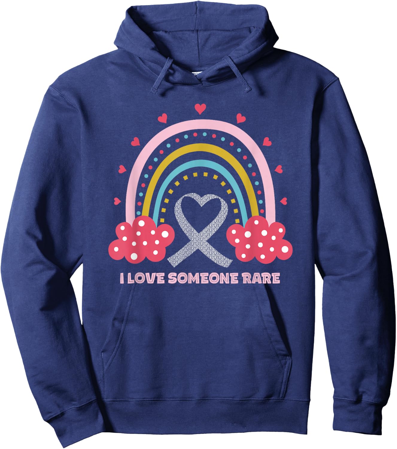 Rare Disease Awareness Day 2026 I Love Someone Rare Rainbow Hoodie - Hoodie | Navy