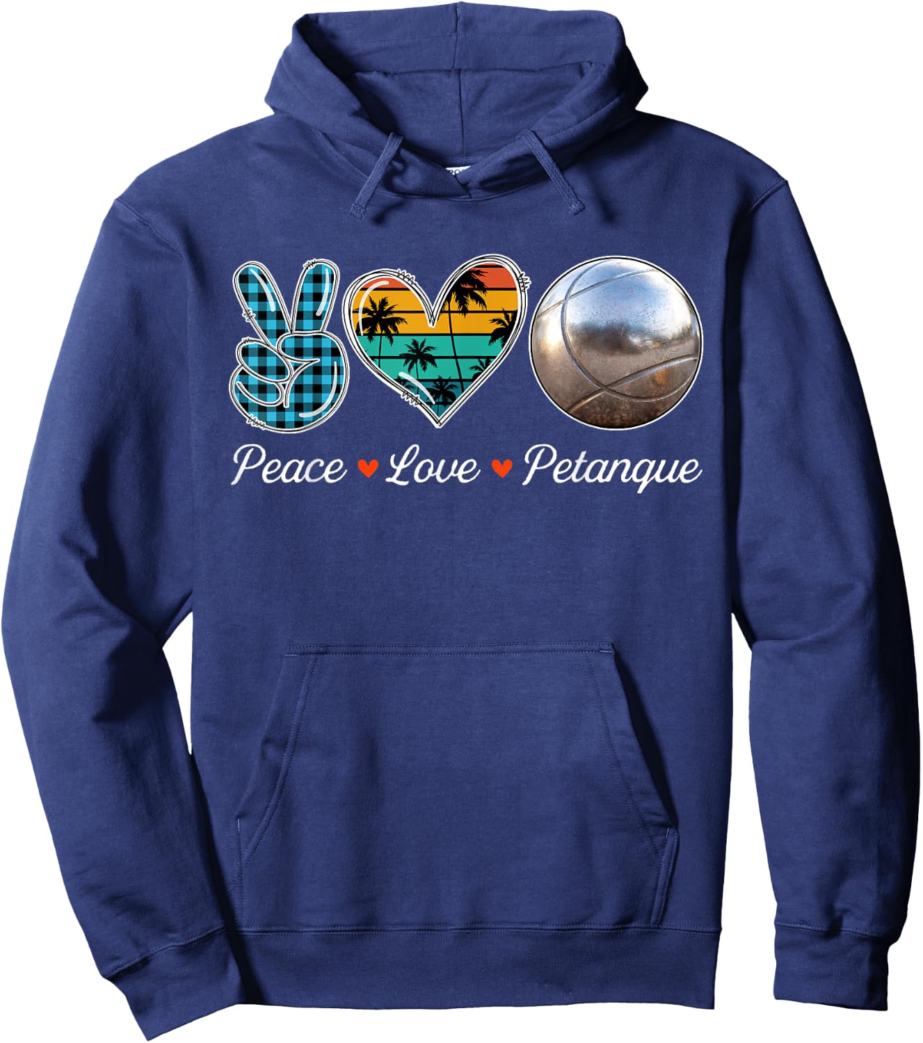Peace Love Costume Petanque Cute Hand Sign Player Lover Hoodie - Hoodie | Navy