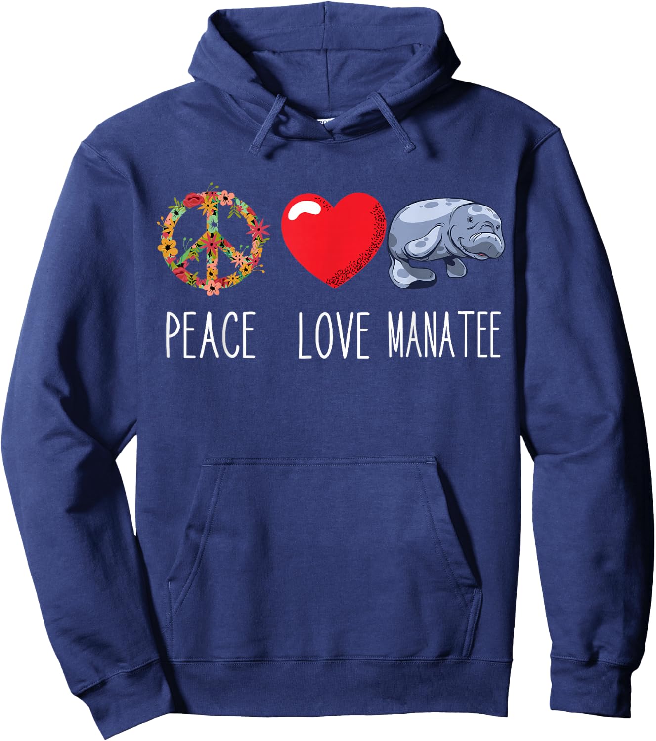 Love Peace Sea Cow Lover Aquatic Animal Sea Animal Manatee Hoodie - Hoodie | Navy