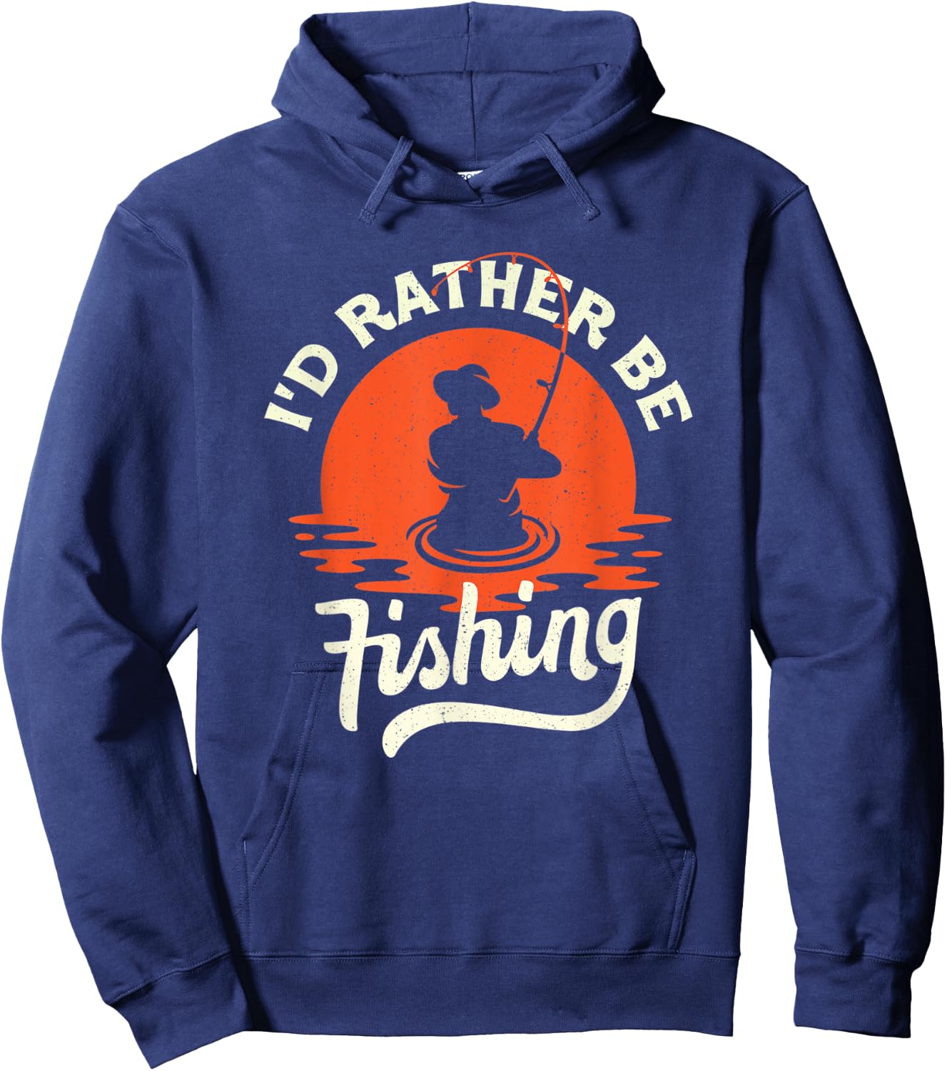 I'd Rather Be Fishing - Funny Humor Fish Gift Dad Fisherman Hoodie - Hoodie | Navy