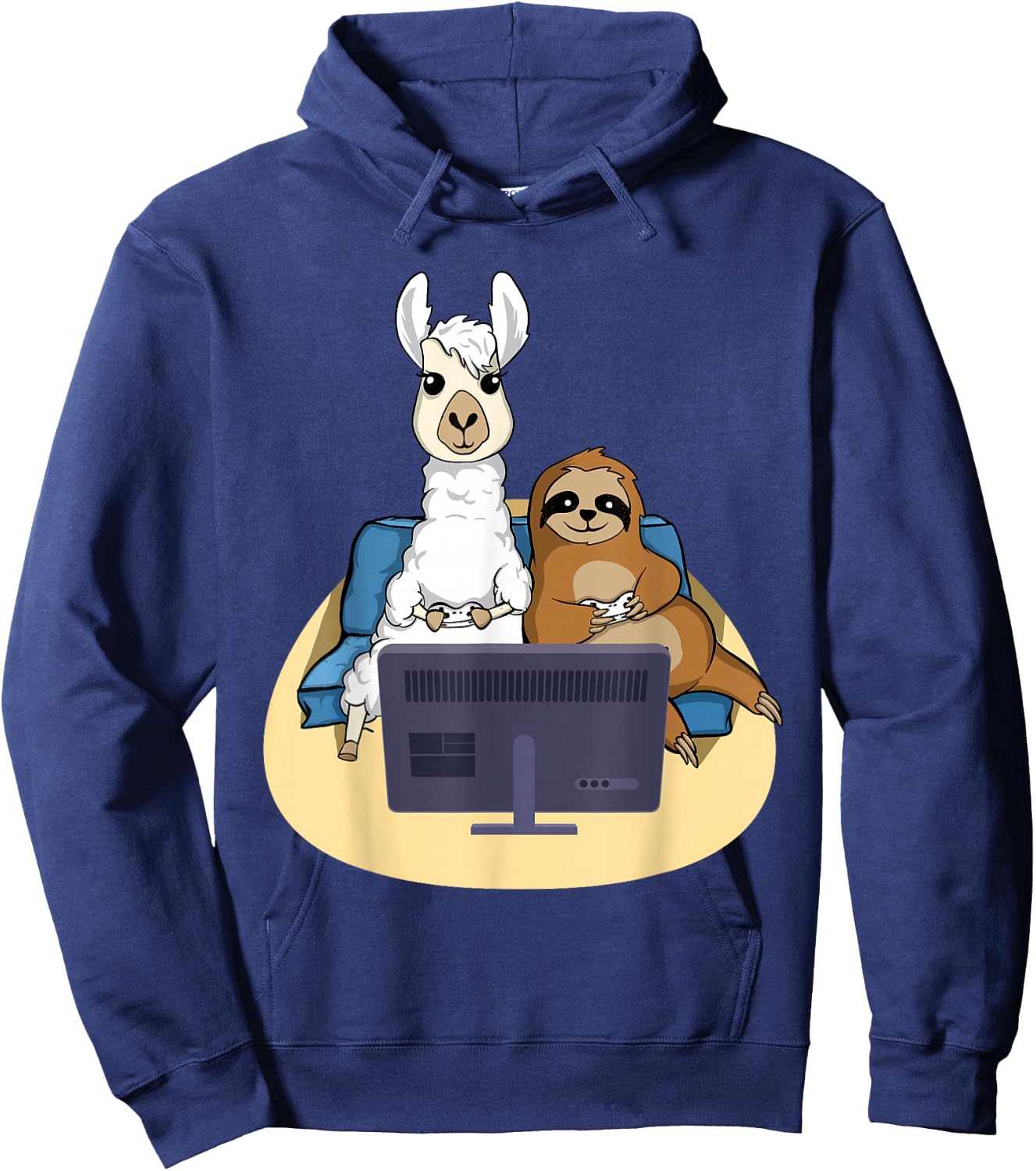 Sloth And Llama Gamer - Zookeeper Zoo Animal Lovers Hoodie - Hoodie | Navy