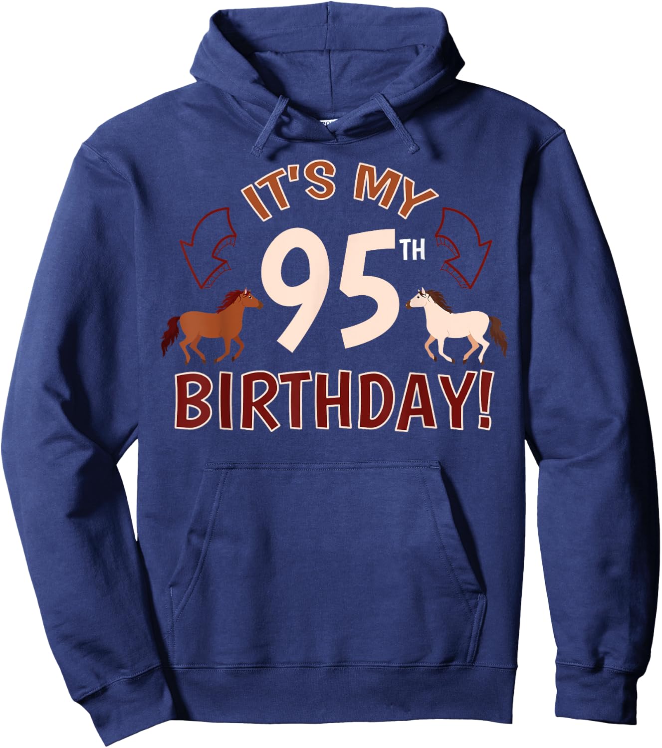 It's My 95th Birthday! Horse Theme Bday Party Celebration 95 Hoodie - Hoodie | Navy