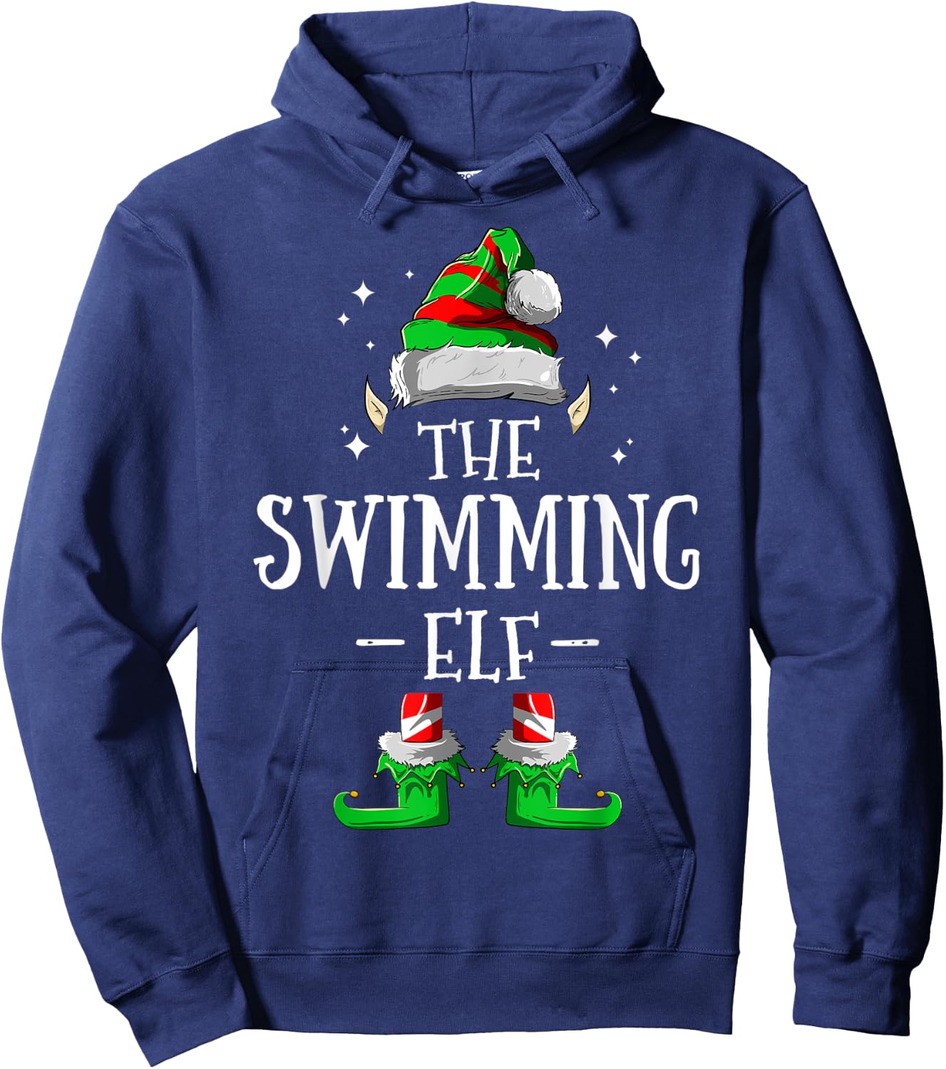 The Swimming Elf Matching Family Group Christmas Pajama Hoodie - Hoodie | Navy