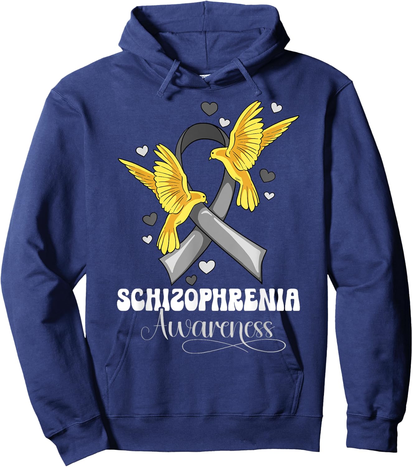 Schizophrenia Awareness - Kids' Black Modern Letter Print Short Sleeve Hoodie - Hoodie | Navy