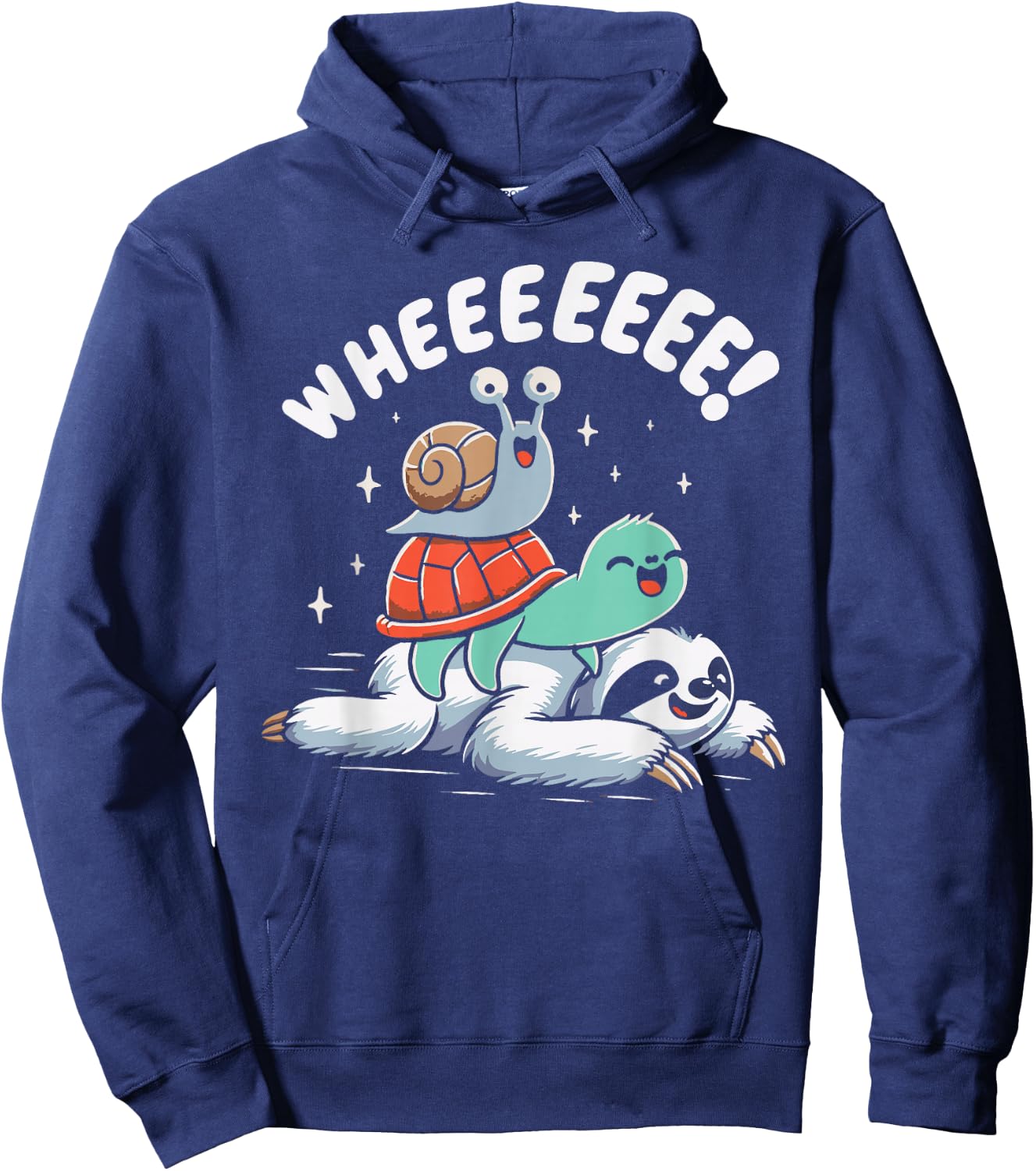 Sloth Snail Turtle Wheeee! Funny Slow Animals Hoodie - Hoodie | Navy