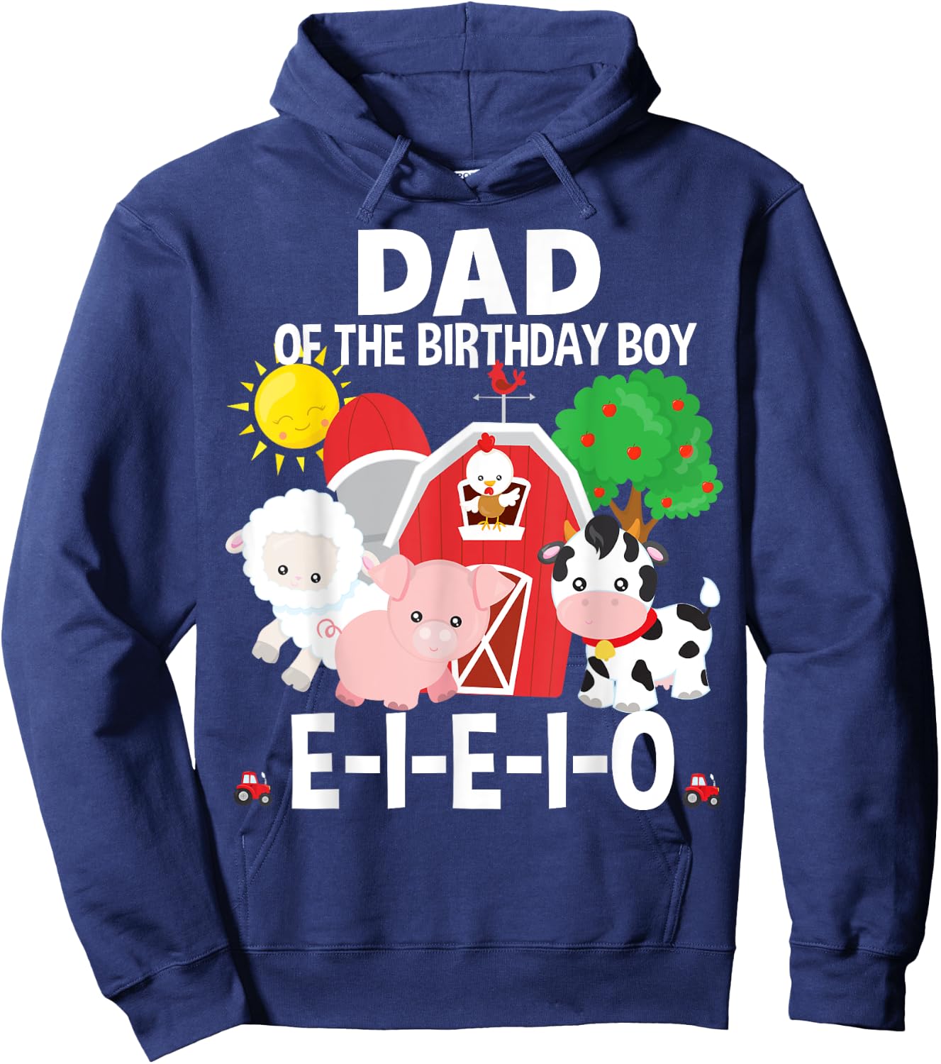 Dad Birthday Boy Old MacDonald Birthday Party Matching Hoodie - Hoodie | Navy