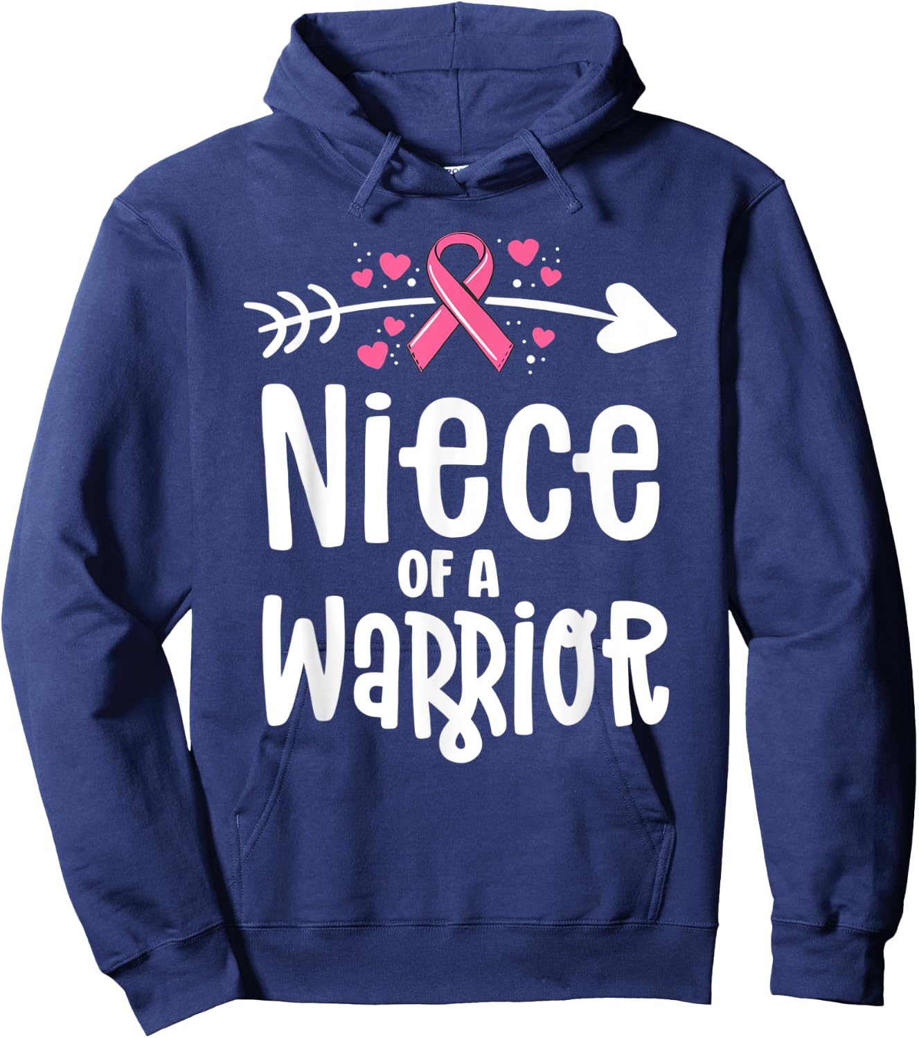 Niece Of A Warrior Family Breast Cancer Shirts Pink Ribbon Hoodie - Hoodie | Navy