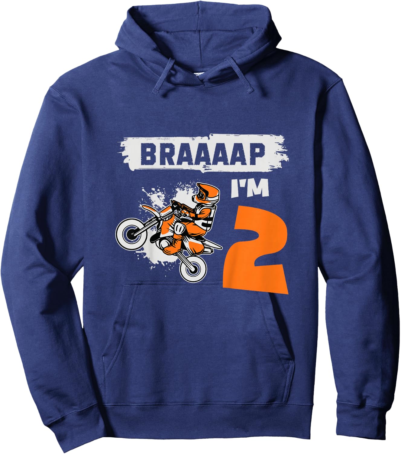 Braaaap I'm 2 Dirt Bike Motocross 2 Year Old 2nd Birthday Hoodie - Hoodie | Navy