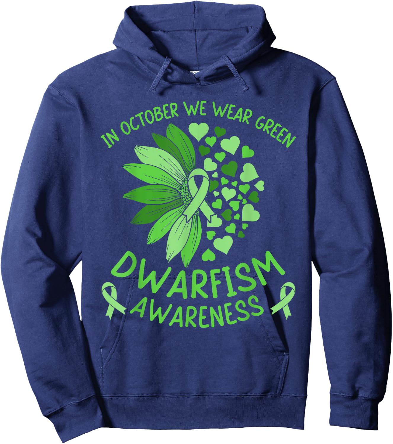 Dwarfism Awareness Ribbon Green Sunflower Support Squad Hoodie - Hoodie | Navy