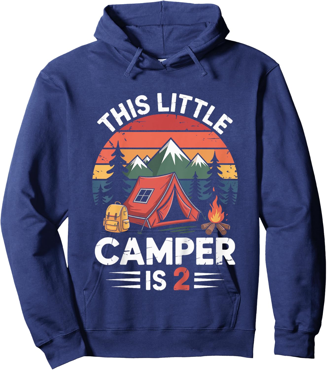 Kids This Little Camper is 2 Year Old Camping 2nd Birthday Party Hoodie - Hoodie | Navy