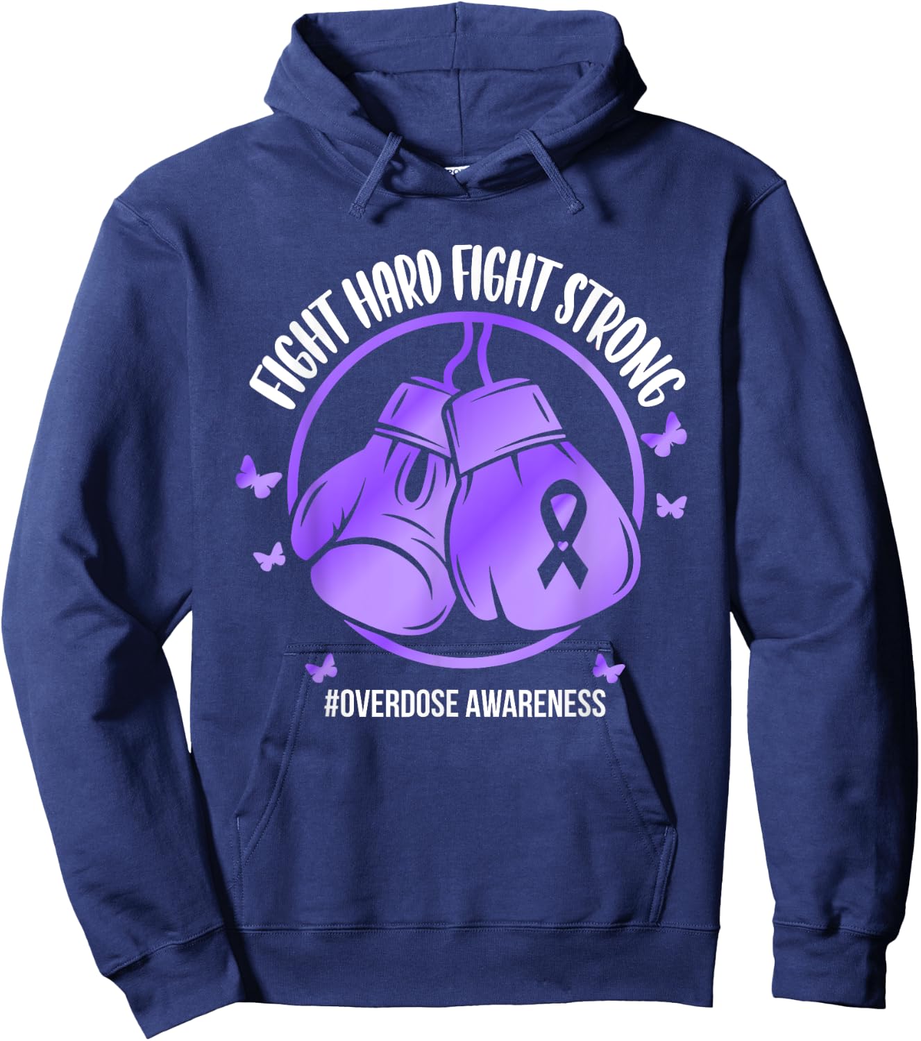 Overdose Warrior Gloves Support Squad Overdose Awareness Hoodie - Hoodie | Navy