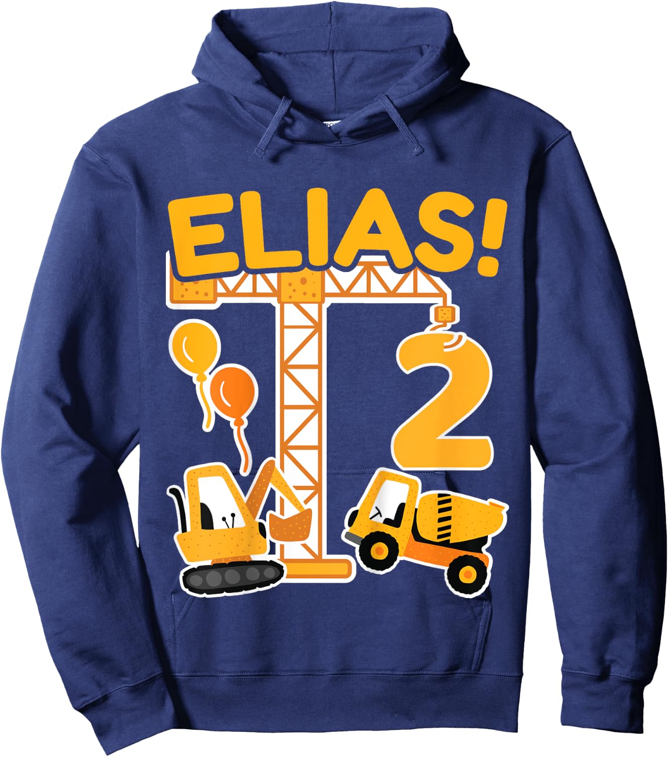 Kinder 2. Geburtstag Vorname Elias Bagger Deko Geschenk Jungen Hoodie - Hoodie | Navy