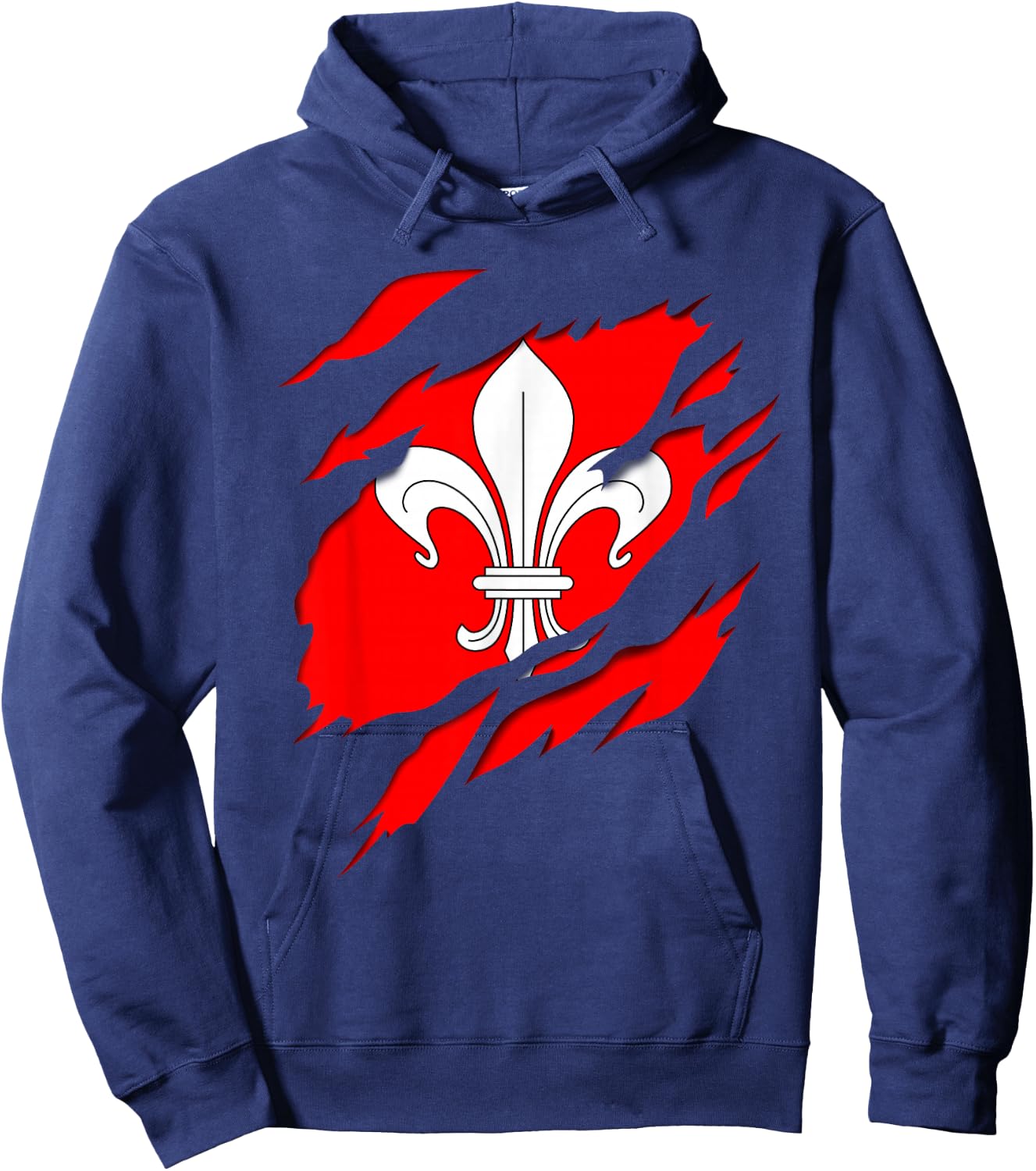 Flag Lille Coat of Arms torn with 3D effect. France Hoodie - Hoodie | Navy