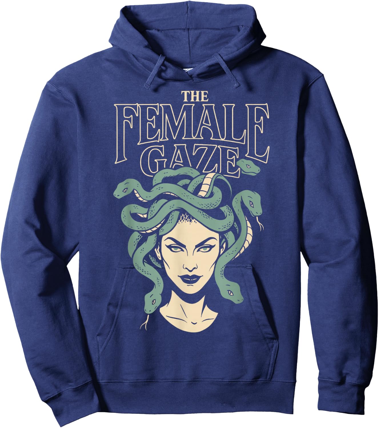 The Female Gaze Medusa Petrify The Patriarchy Funny Feminist Hoodie - Hoodie | Navy