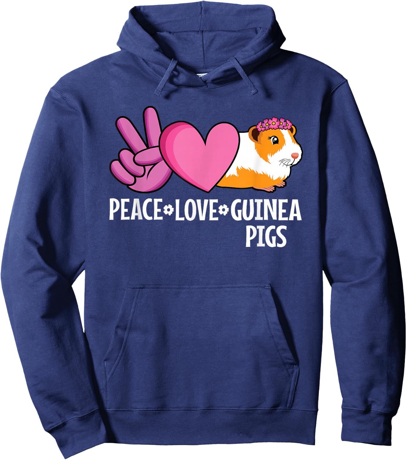 Peace Love Guinea Pigs Cute Guinea Pig Lover Women Girls Hoodie - Hoodie | Navy