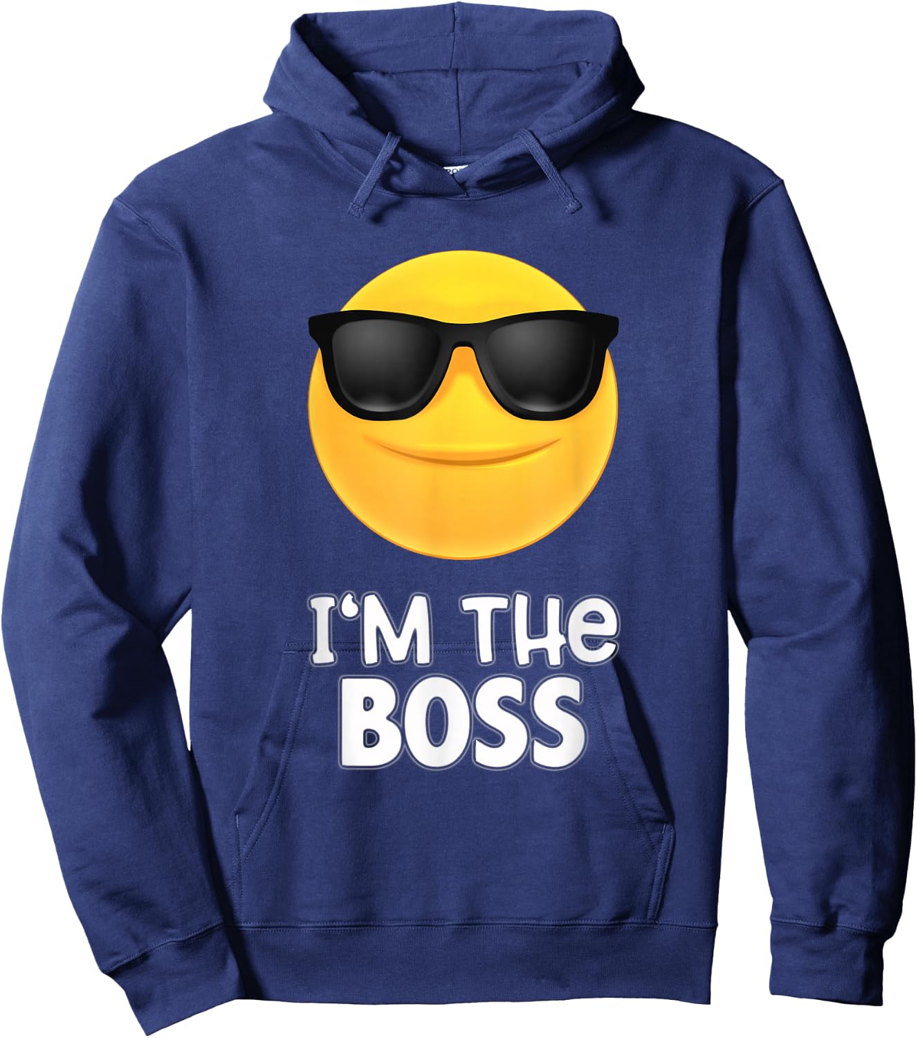 I'm The Boss Sunglasses Emoticon SHIRT - Kiss Face Hoodie - Hoodie | Navy