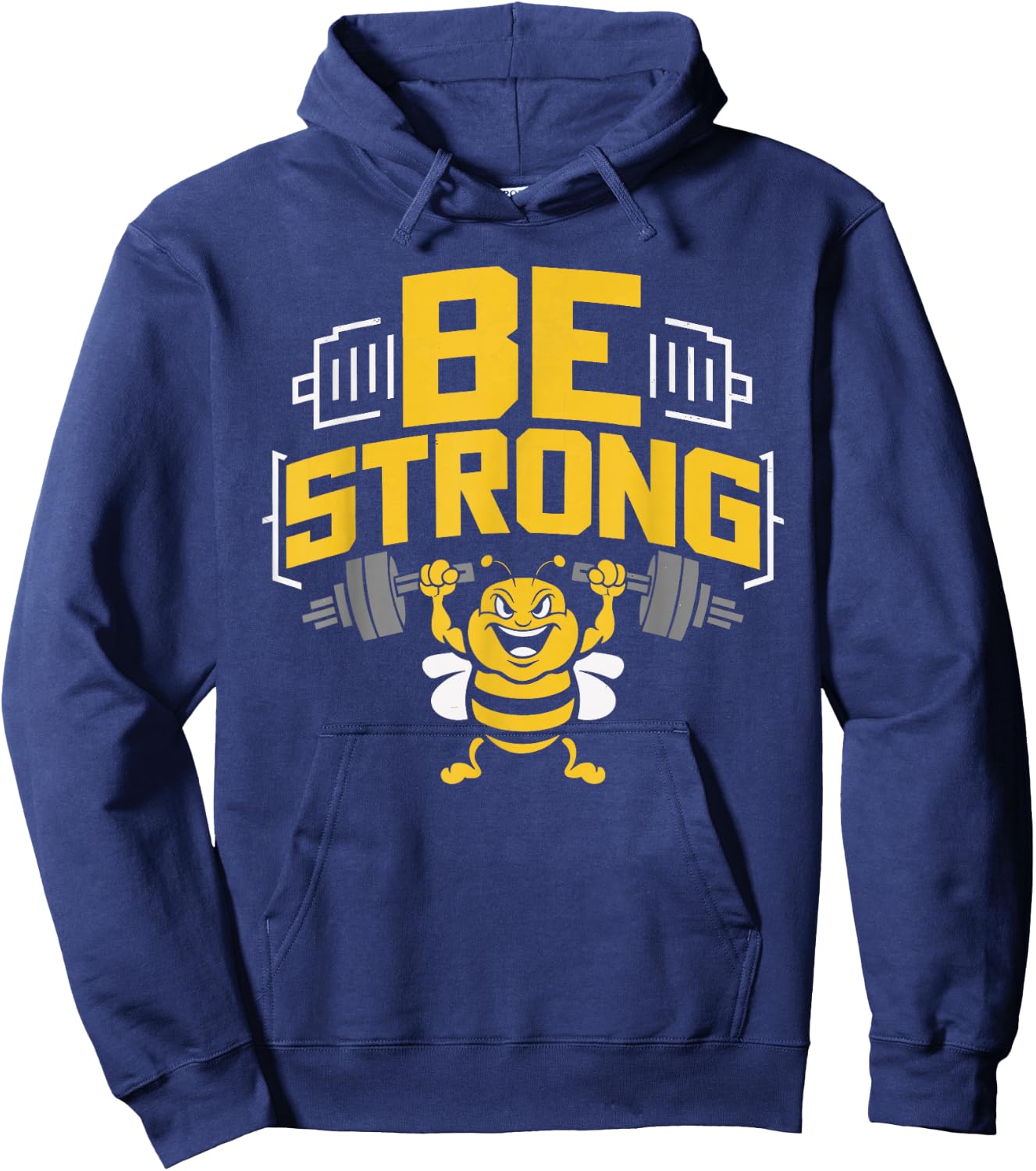 Be Strong Funny Bee Lifting Weights Gym Motivation Workout Hoodie - Hoodie | Navy