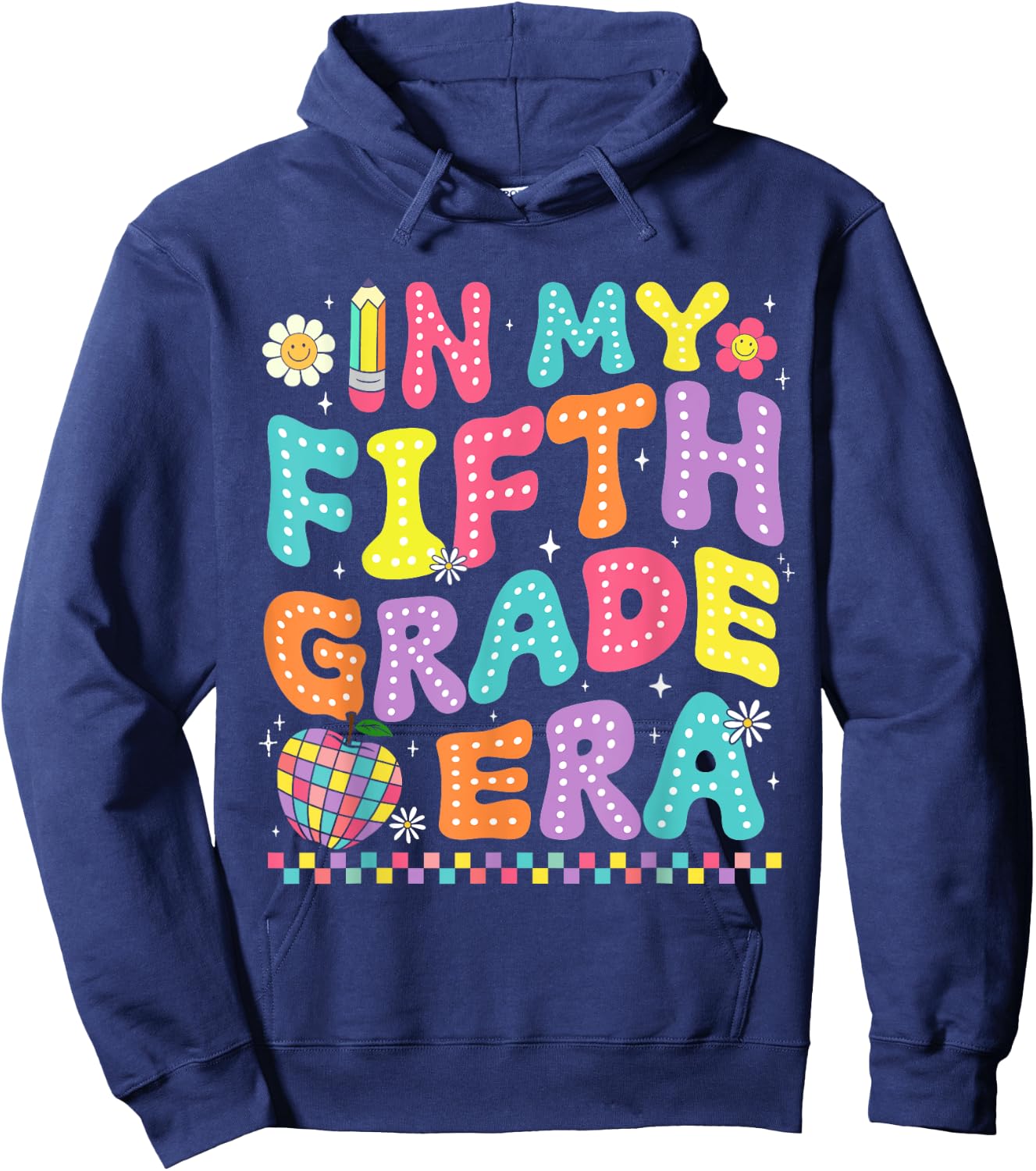 In My Fifth Grade Era Back To School Retro Groovy 5th Grade Hoodie - Hoodie | Navy
