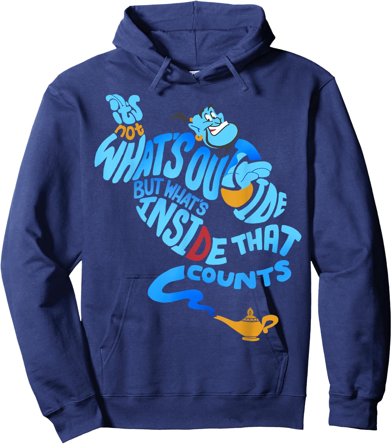 Disney Aladdin Genie Out Bottle Quote Graphic Hoodie - Hoodie | Navy