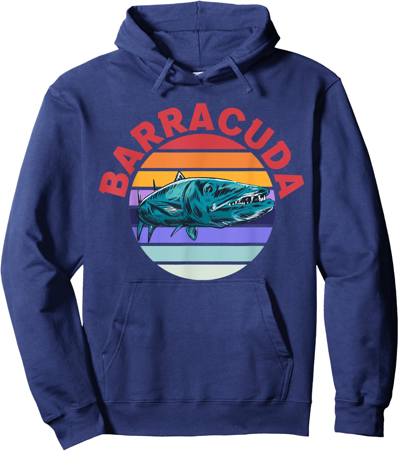 Great Barracuda Cuda Fishing Wildlife Saltwater Fish Art Hoodie - Hoodie | Navy